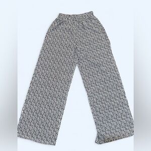 H&M Blue & White Geometric Print Wide Leg Pants | XS